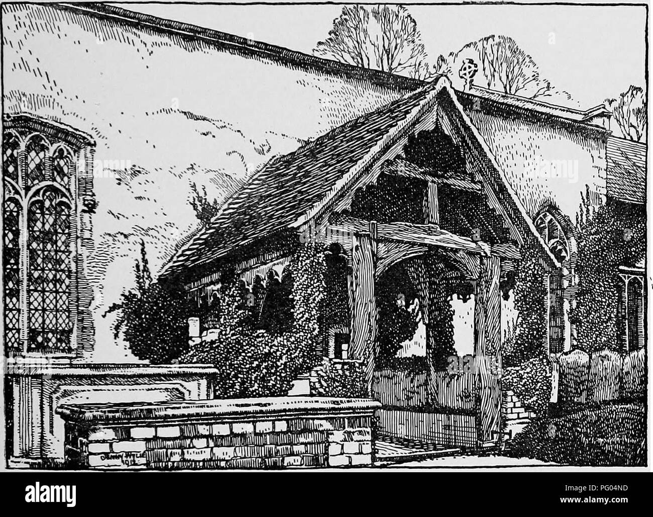 . Die Victoria Geschichte der Grafschaft von Hertford. Natural History. EDWINSTREE HUNDERT KLEINE HADHAM Kirchenschiff Altäre." * der Platz für jeden ist ungefähr 6 ft. Der obere Teil des Bildschirms geöffnet ist und der Kopf gefüllt mit aufwendigen, aber etwas minute Maßwerk, jeden Bogen mit ähnlichen Maßwerk, das Gesims ist modern. Der Bildschirm erscheint der frühen 16.-Jahrhundert. Die achteckige Kanzel ist aus Eiche mit klingenden-Board über und ist datiert 1633. Die Panels sind alle reich mit Arabesken geschnitzt. Die Kanzel ist ein "3-Decker, "aber die unteren inclosures werden später in Datum und schlicht. Rund um die Mauern der Th Stockfoto