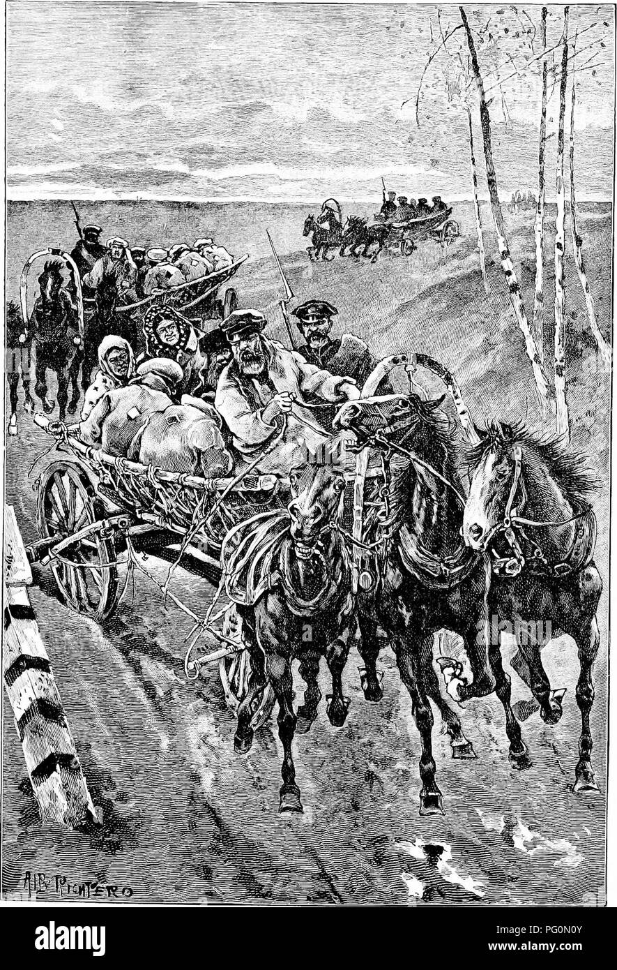 . Vom Nordpol zum Äquator: Studien des wilden Lebens und Szenen in vielen Ländern. Das Verhalten der Tiere; Vögel; Tundren; Ethnologie; Vögel. Abb. 75.- Exilanten uii den Weg nach Sibirien. Bitte beachten Sie, dass diese Bilder sind von der gescannten Seite Bilder, die digital für die Lesbarkeit verbessert haben mögen - Färbung und Aussehen dieser Abbildungen können nicht perfekt dem Original ähneln. extrahiert. Brehm, Alfred Edmund, 1829-1884; Thomson, Margaret R., tr; Thomson, J. Arthur (John Arthur), 1861-1933, hrsg. London [etc. ] Blackie &Amp; Sohn, begrenzt Stockfoto