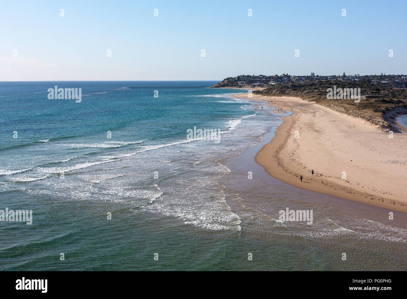 Die schönen Southport und Onkaparinga Flussmündung mit blauer Himmel am 22. August 2018 Stockfoto