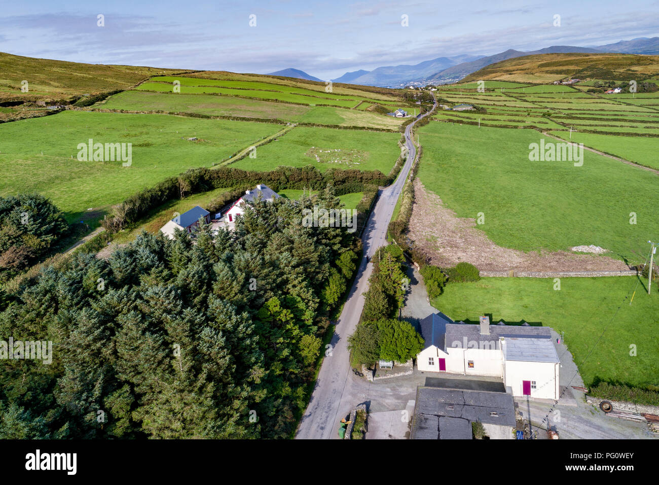 Antenne drone Bild von Valentia Island, auf den Skellig Ring, County Kerry, Irland Stockfoto