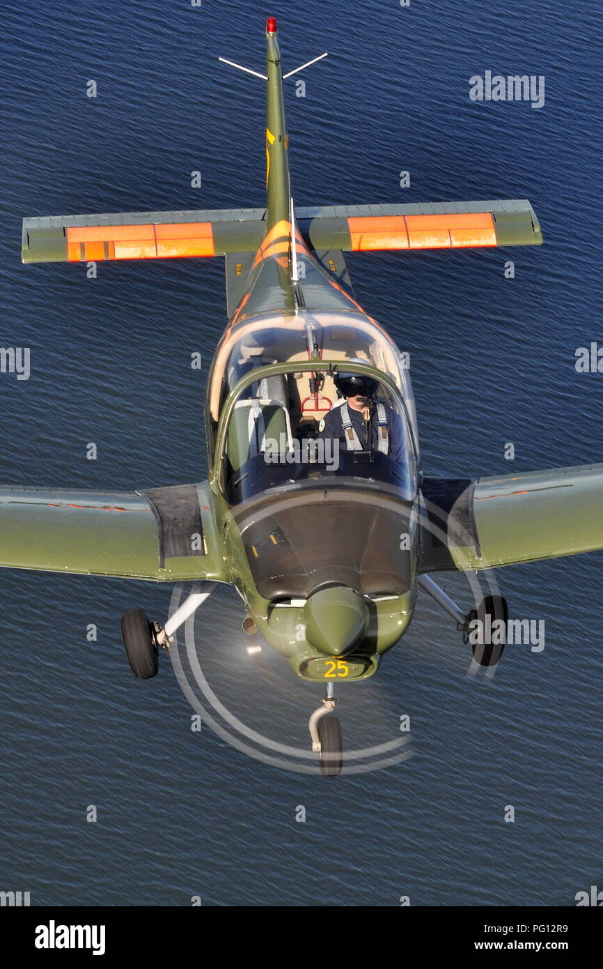 SK-61 SCOTTISH AVIATION BULLDOG DER SCHWEDISCHEN LUFTWAFFE historischen Flug. Stockfoto