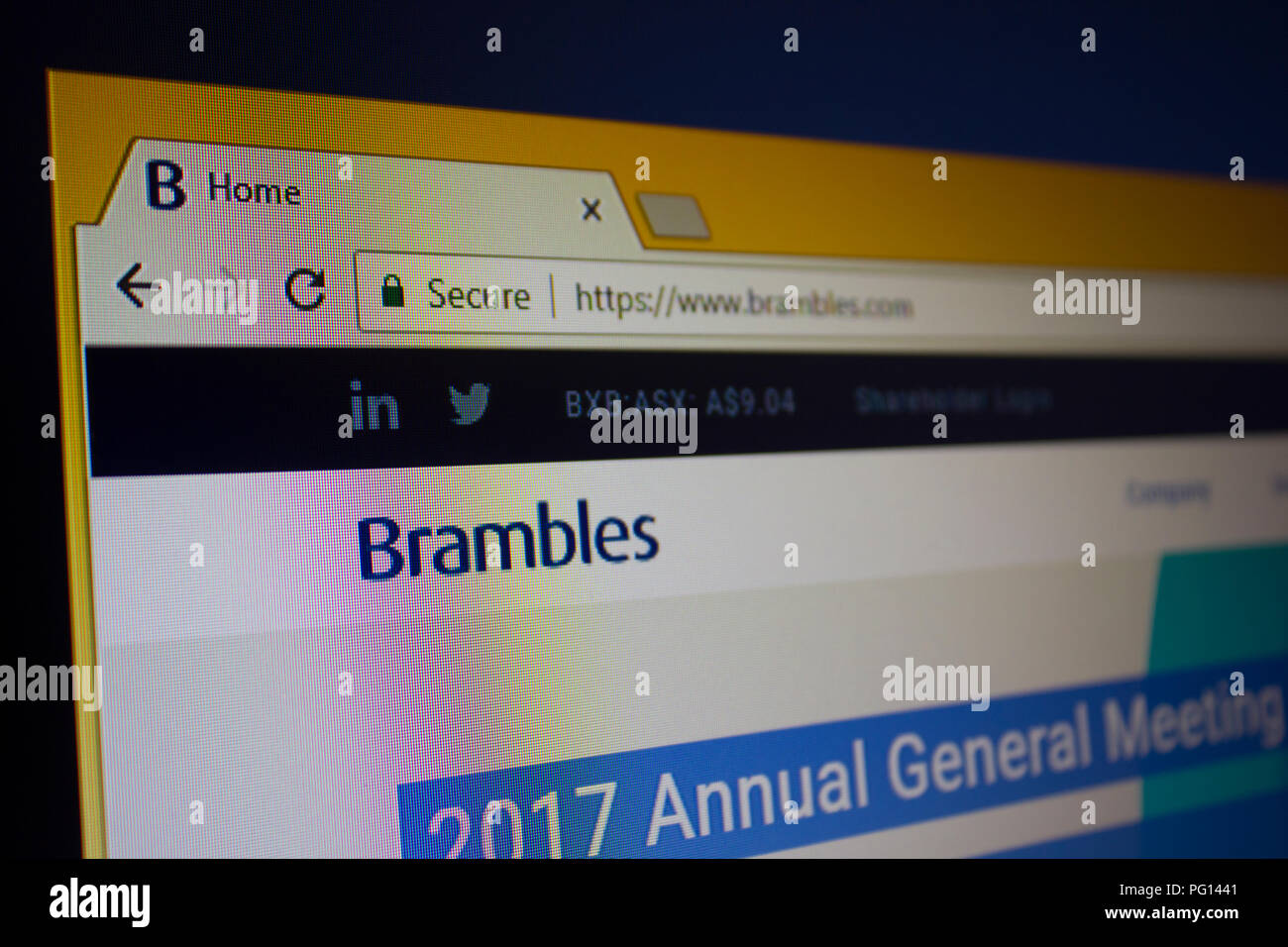 Brambles Limited Website Homepage Stockfoto