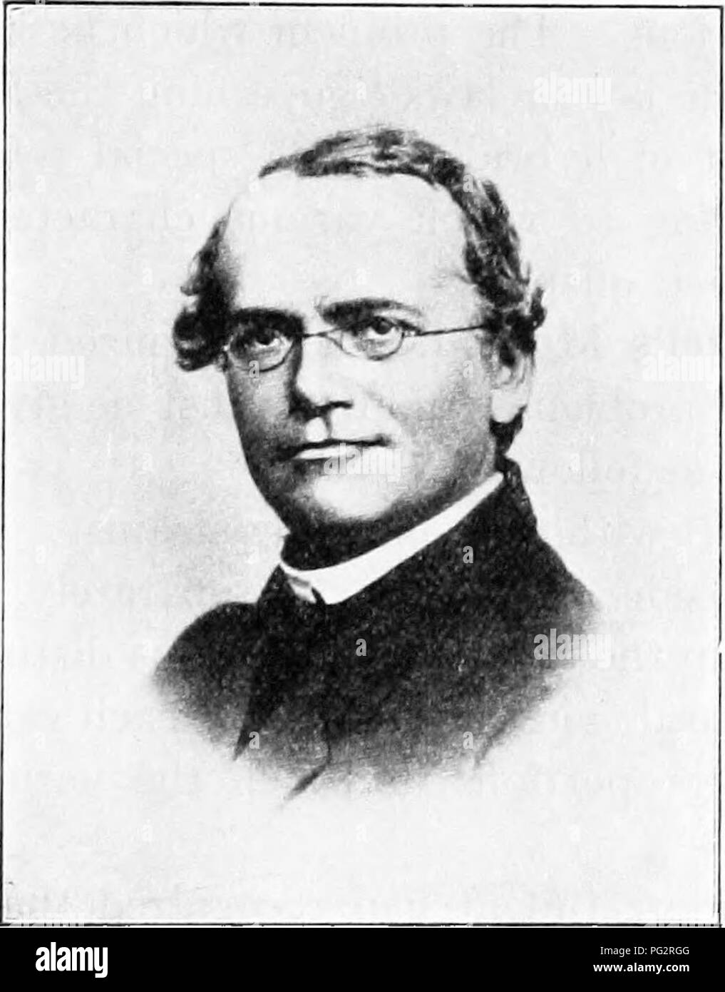 . Vererbung und Evolution der Pflanzen. Vererbung; Pflanzen. Kapitel V EXPERIMENTELLE UNTERSUCHUNG DER VERERBUNG 43. Gregor Mendel. - Zwei der wichtigsten Beiträge überhaupt zu biologischen Wissenschaft gemacht, nämlich. Abb. 39.- Gregor Mendel, im Alter von 40. Seine Theorie der alternativen Vererbung (Mendelism), weitgehend auf die Experimente mit der gartenerbsen basiert, ist die wichtigste und fruchtbarste Beitrag immer auf die Studie von Vererbung. Mendels Gesetze der Vererbung, und seine Methode, sie zu untersuchen, wurden durch einen Lehrer, der Pflanzen als Pas-Zeit studiert, weil er liebte es zu tun. Dieser Mann war Gregor 55 Stockfoto