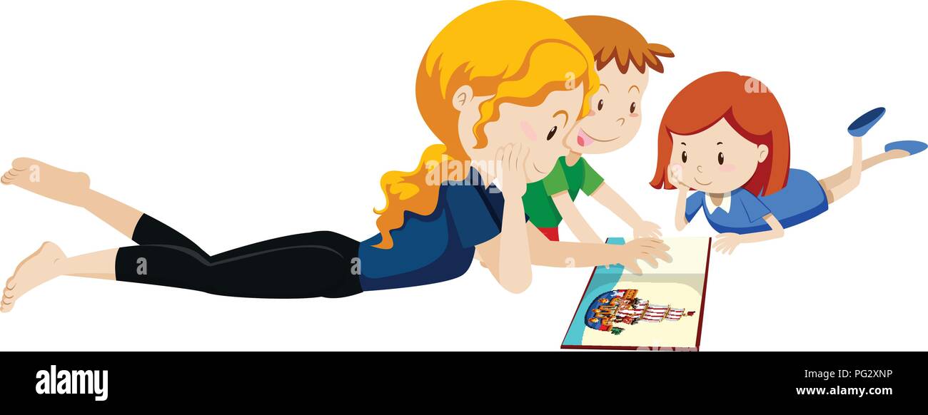 Eine Mutter Ein Buch Lesen Fur Kinder Abbildung Stock Vektorgrafik Alamy
