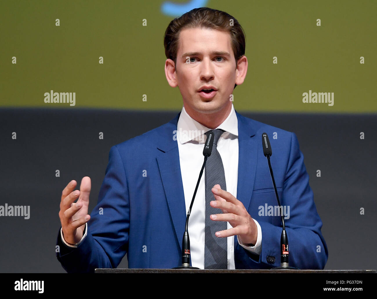 Erfurt, Deutschland. 23 Aug, 2018. Der österreichische Kanzler Sebastian Kurz von der Österreichischen Volkspartei (OVP) Rede Beim Jahresempfang der CDU-Fraktion im Thüringer Landtag. Quelle: Britta Pedersen/dpa-Zentralbild/dpa/Alamy leben Nachrichten Stockfoto