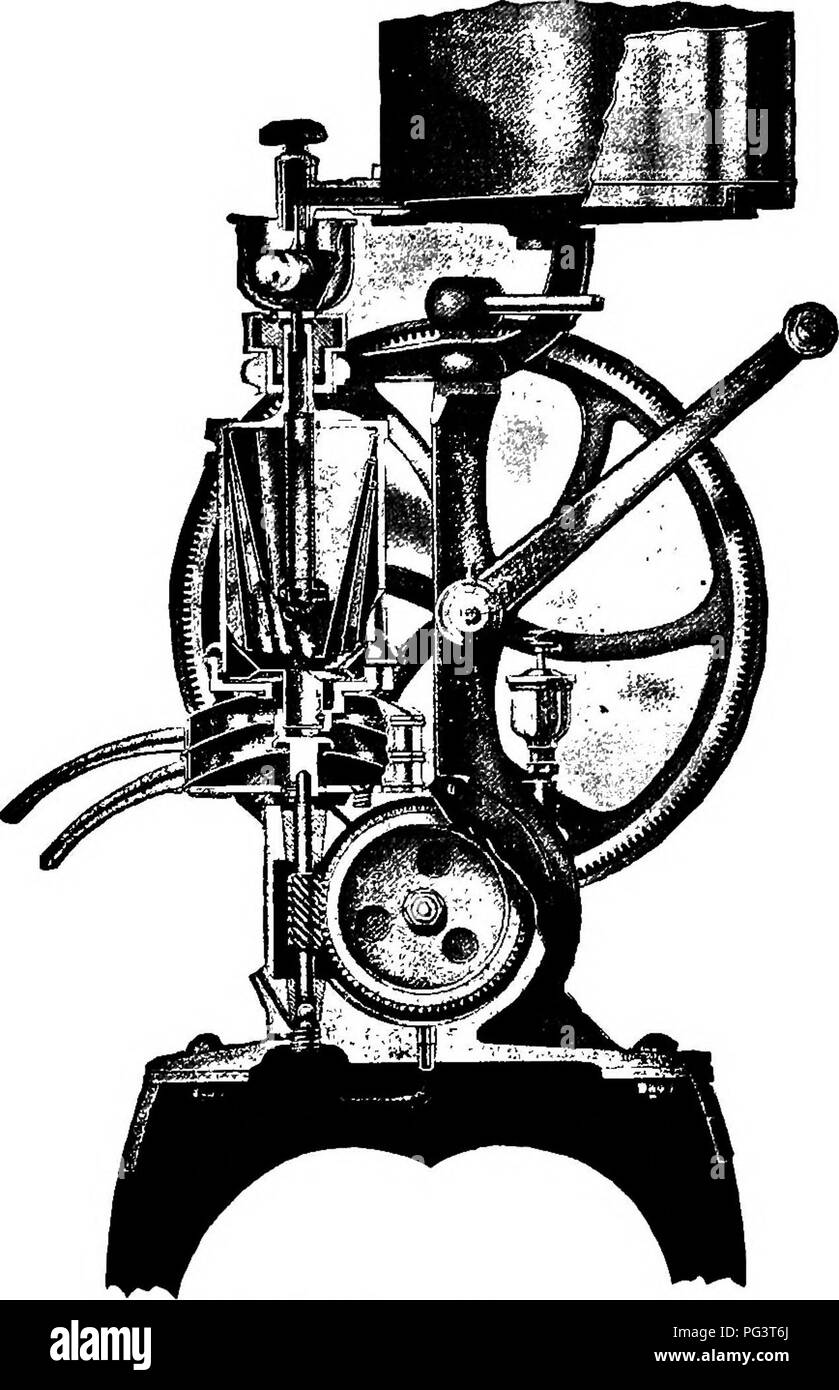 . Prinzipien und Praxis von Butter: eine Abhandlung über die chemischen und physikalischen Eigenschaften von Milch und seine Komponenten, dem Umgang mit Milch und Sahne, und die Herstellung von Butter davon. Butter und Milch. Bauernhof Separatoren. 147 wird mehr oder weniger schwierig, und die Qualität der Butter ist schwerer zu kontrollieren. Gründe für die Einführung von Bauernhof Separatoren. - Es erfordert eine Investition von über $ 100 eine hand Separator zu kaufen.. Abb. 77.-^ Die Omega hand Separator. Die meisten der Butter aus der Hand - Dreschwerk Creme ist von schlechter Qualität. Noch immer, im Angesicht dieser, Separatoren, haben rasant-iu erhöht. Es m Stockfoto