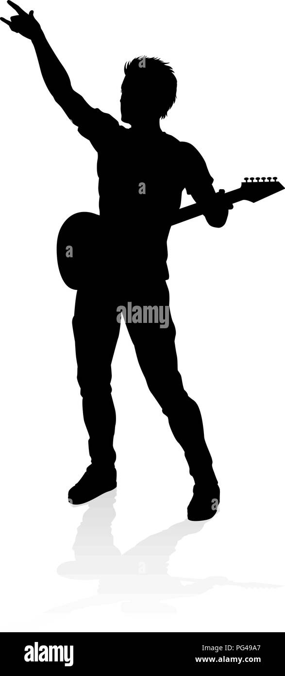 Musiker Gitarrist Silhouette Stock Vektor
