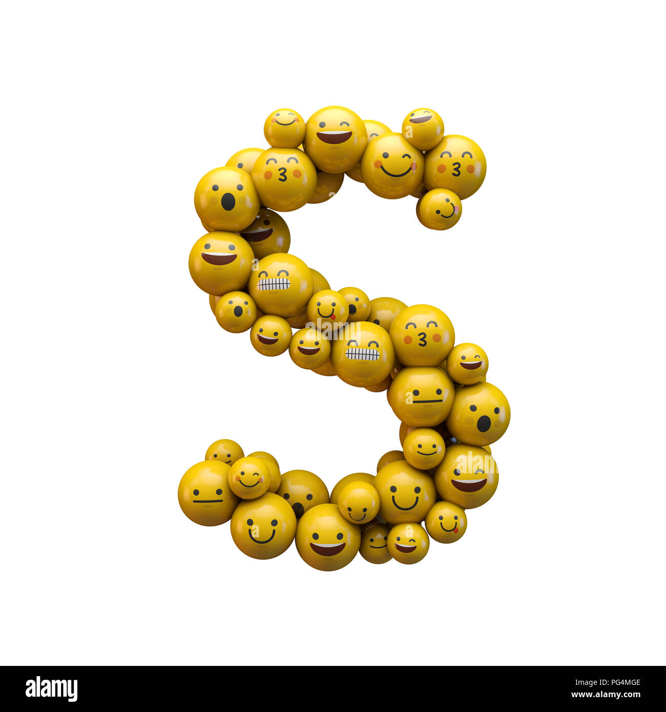 Buchstabe S Emoji-zeichen Font. 3D-Rendering Stockfoto