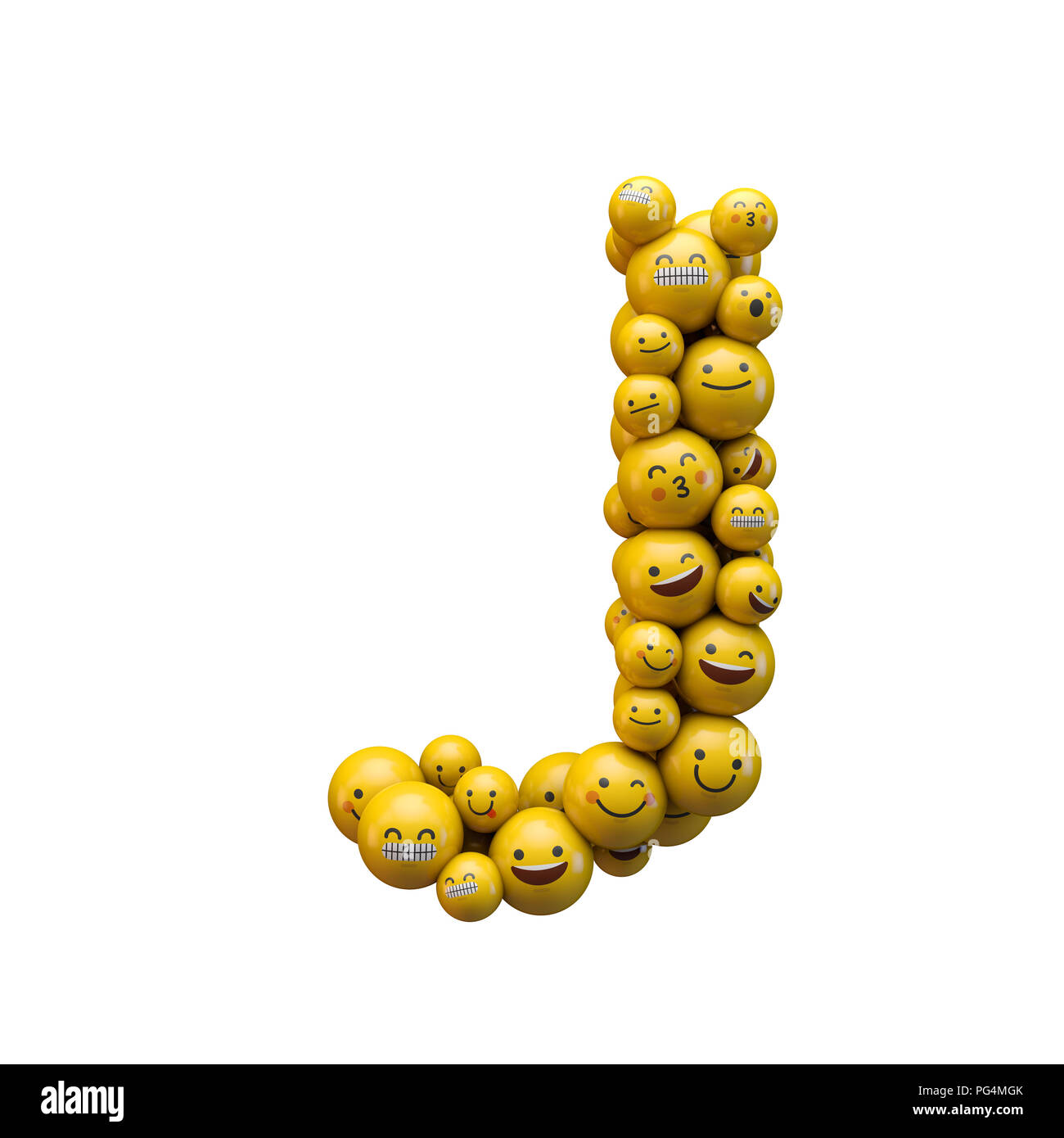 Buchstabe J Emoji-zeichen Font. 3D-Rendering Stockfoto