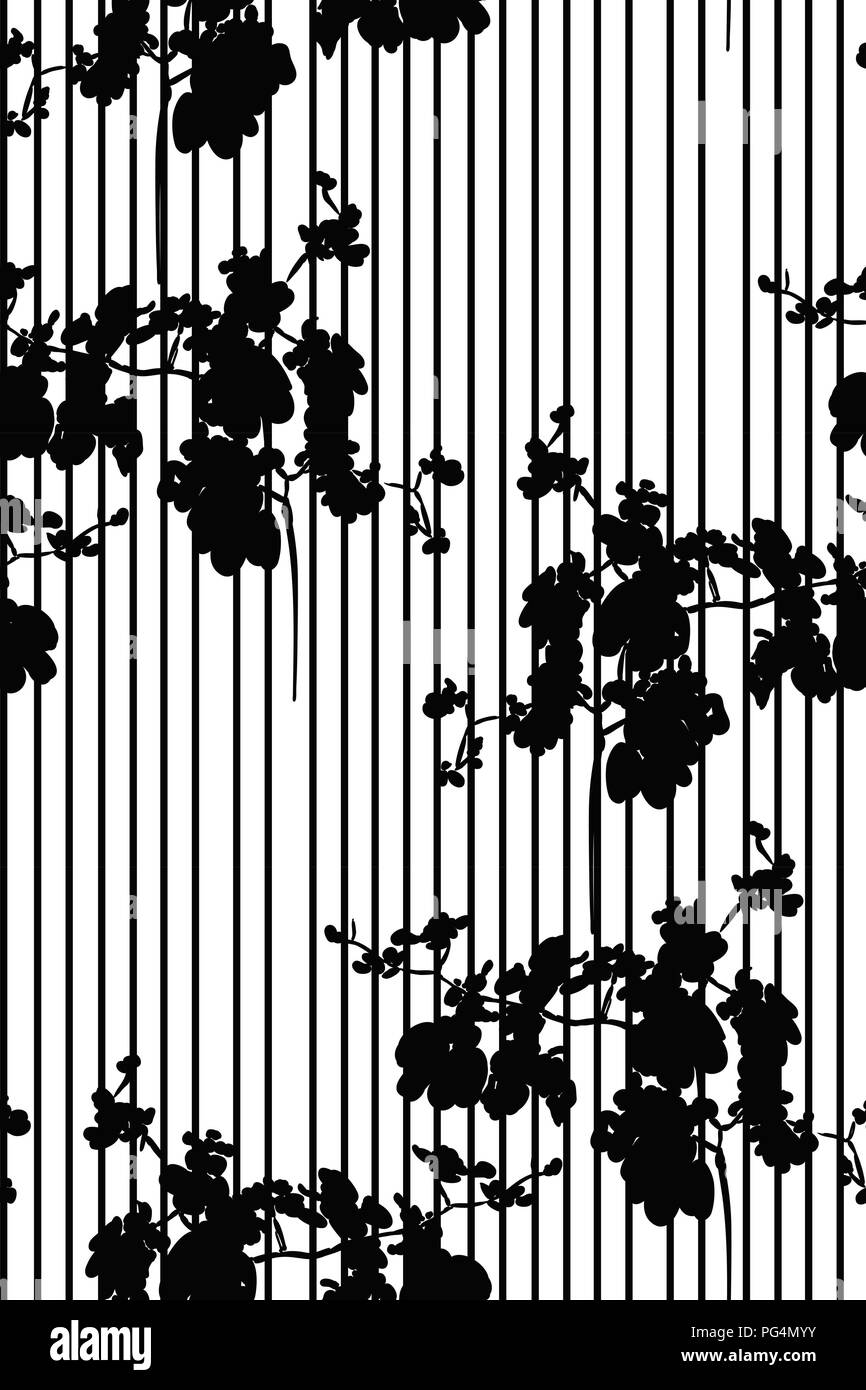 Florale nahtlose Muster mit unterschiedlichen Blumen und Blätter Silhouetten. Botanische Illustration von Hand gemalt. Textildruck, fabric Swatch, Umhüllung pa Stock Vektor