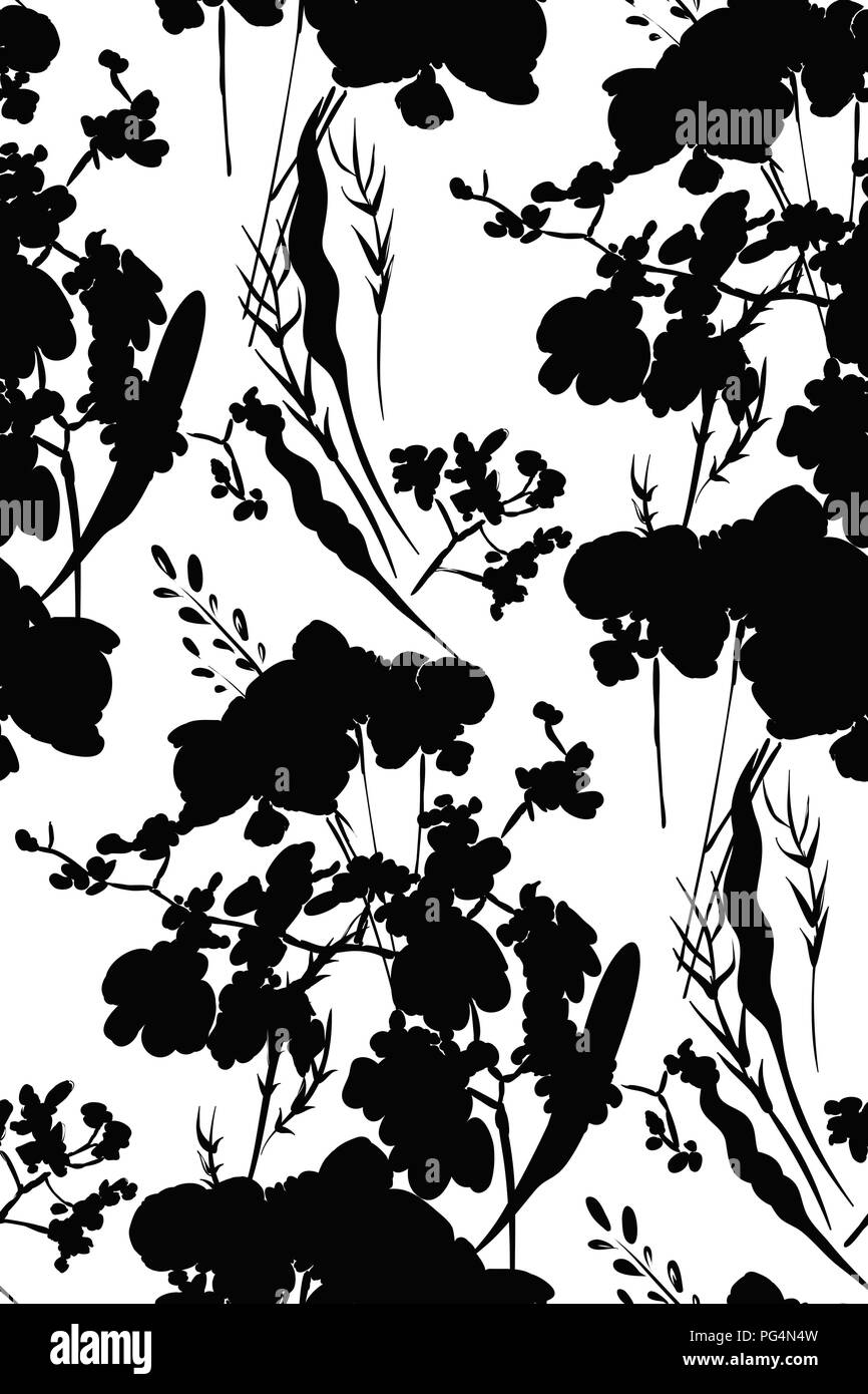 Florale nahtlose Muster mit unterschiedlichen Blumen und Blätter. Botanische Illustration von Hand gemalt. Textildruck, fabric Swatch, Geschenkpapier. Stock Vektor