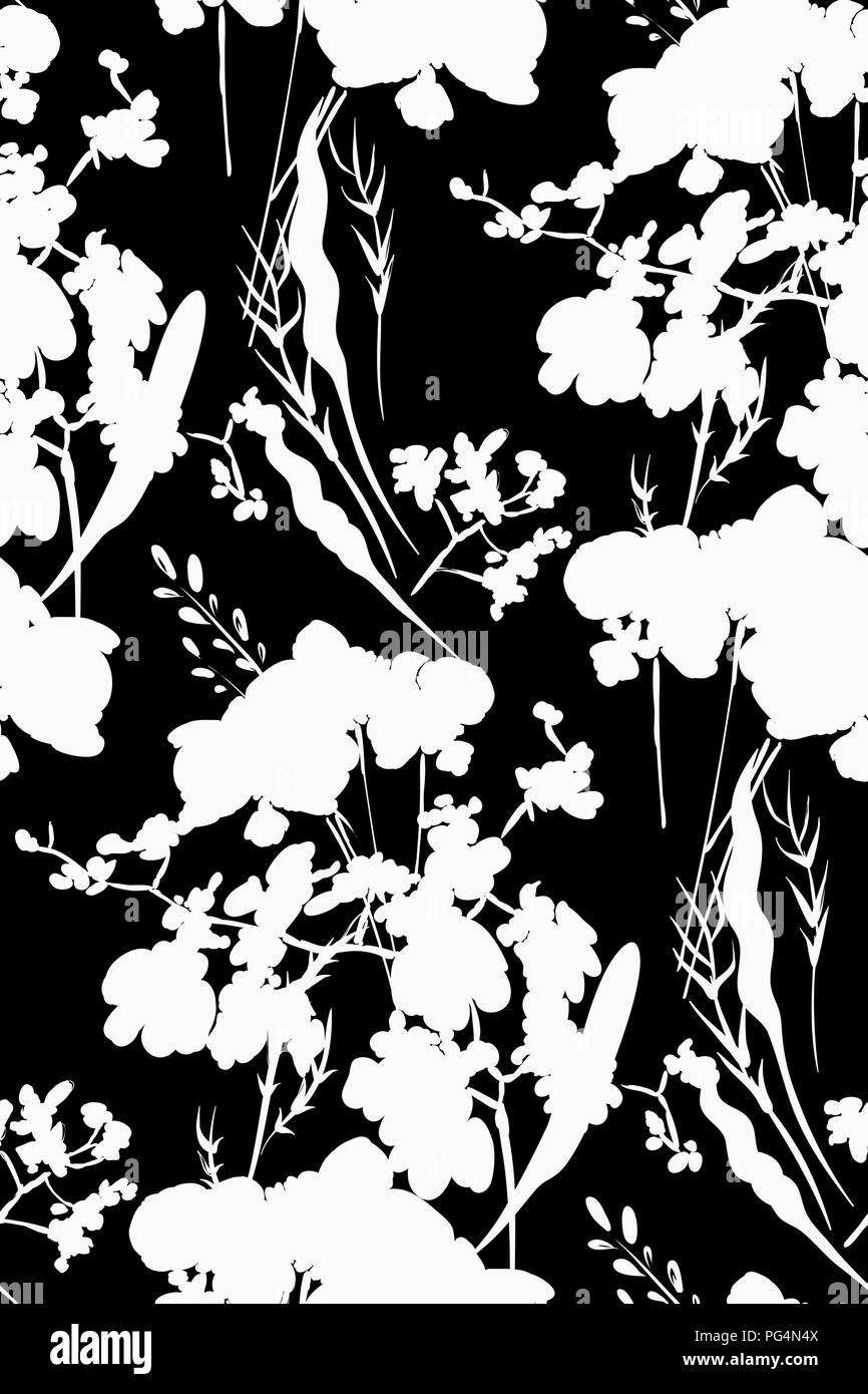 Florale nahtlose Muster mit unterschiedlichen Blumen und Blätter. Botanische Illustration von Hand gemalt. Textildruck, fabric Swatch, Geschenkpapier. Stock Vektor