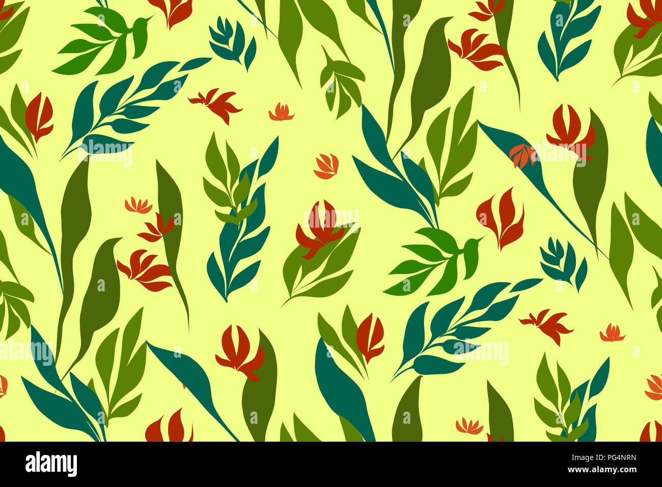 Florale nahtlose Muster mit tropischen Blättern. Botanische Illustration von Hand gemalt. Textildruck, fabric Swatch, Geschenkpapier. Vektor. Stock Vektor