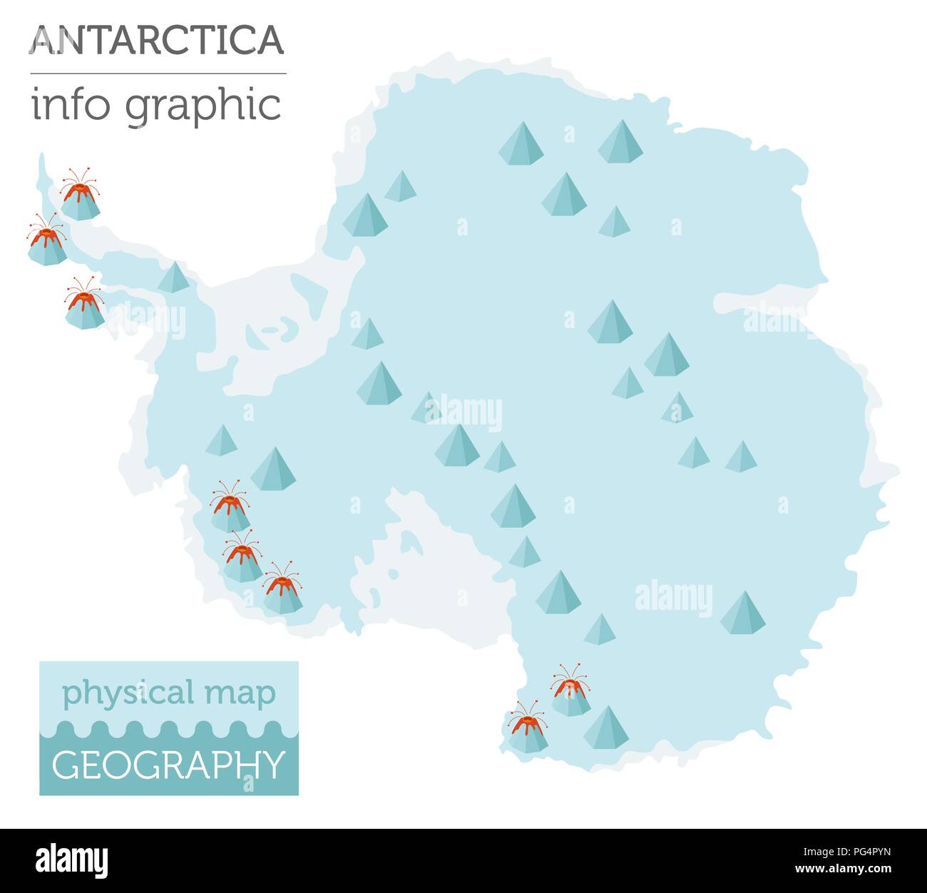 Antarktis physische Karte Elemente. Ihre eigene Geographie info Graphische Sammlung aufzubauen. Vector Illustration Stock Vektor