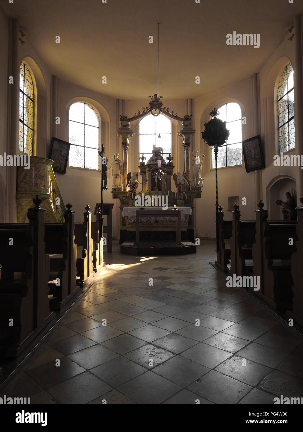 Vollständige Innenansicht der katholischen Kapelle St. Maria von birklingen Bayern Stockfoto