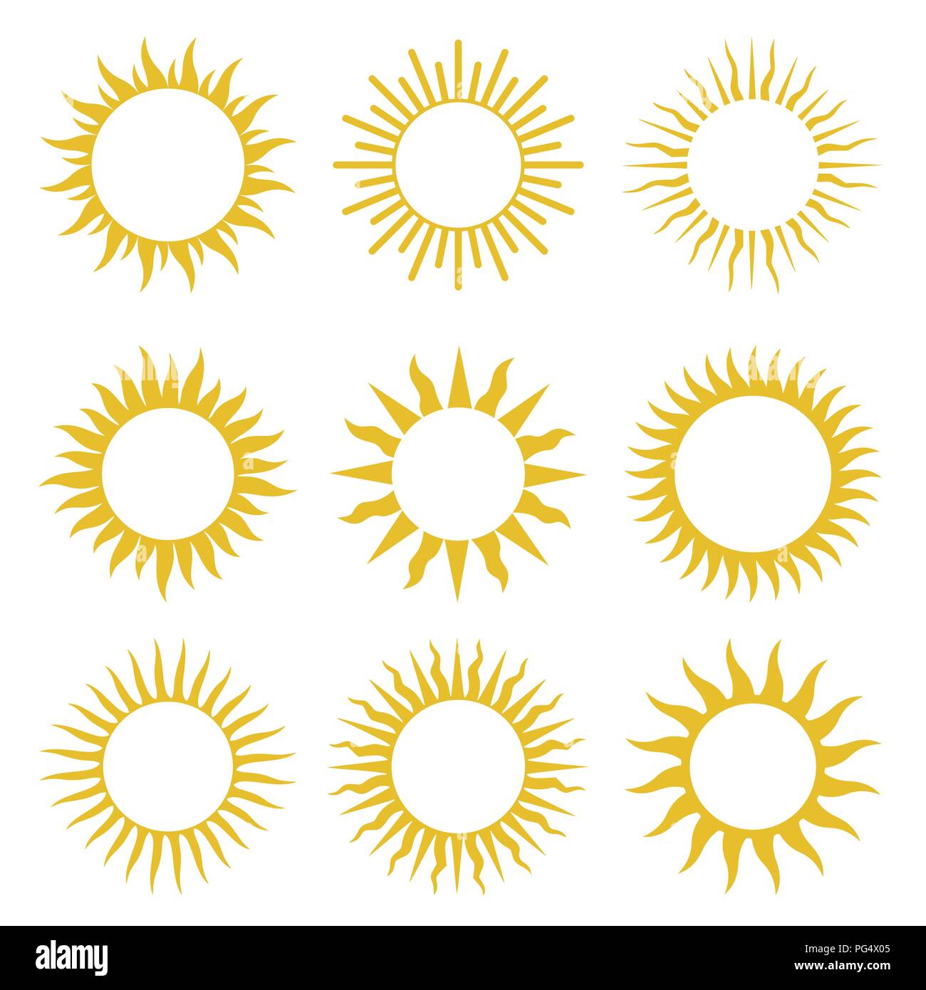 Strahlen, Balken Element. Sunburst, starburst Form auf Weiß. Strahlende, radial, Zusammenführen von Linien. Abstrakte kreisrunden geometrischen Form. Vektor einrichten Kollektion. Stock Vektor