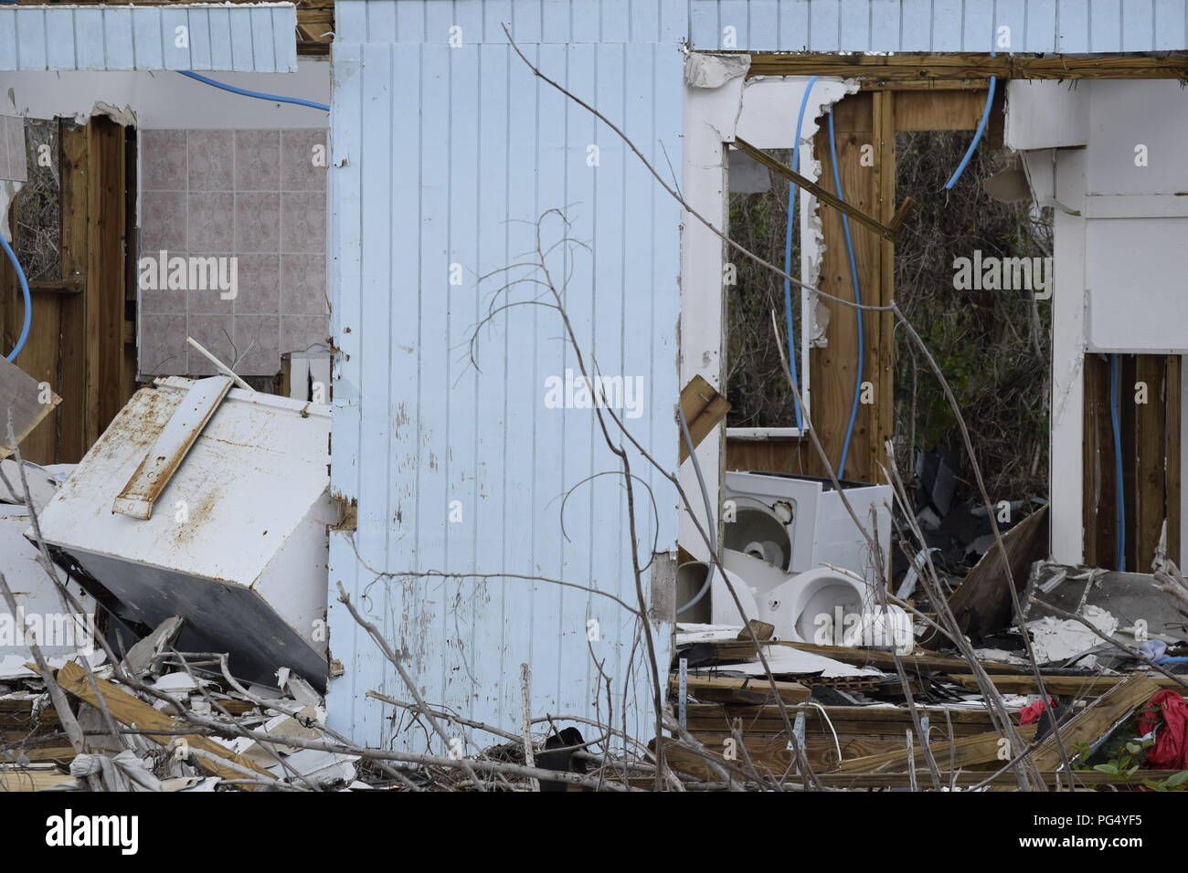 Hurricane Matthäus 2016 West End, Grand Bahama Island, Bahamas Sturmschäden Stockfoto