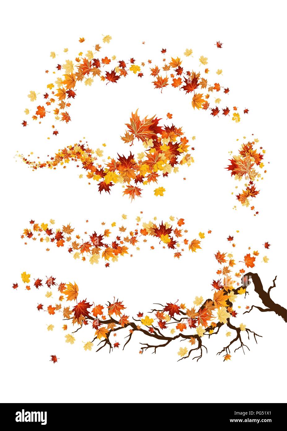 Niederlassung und Blätter Dekor Stock Vektor