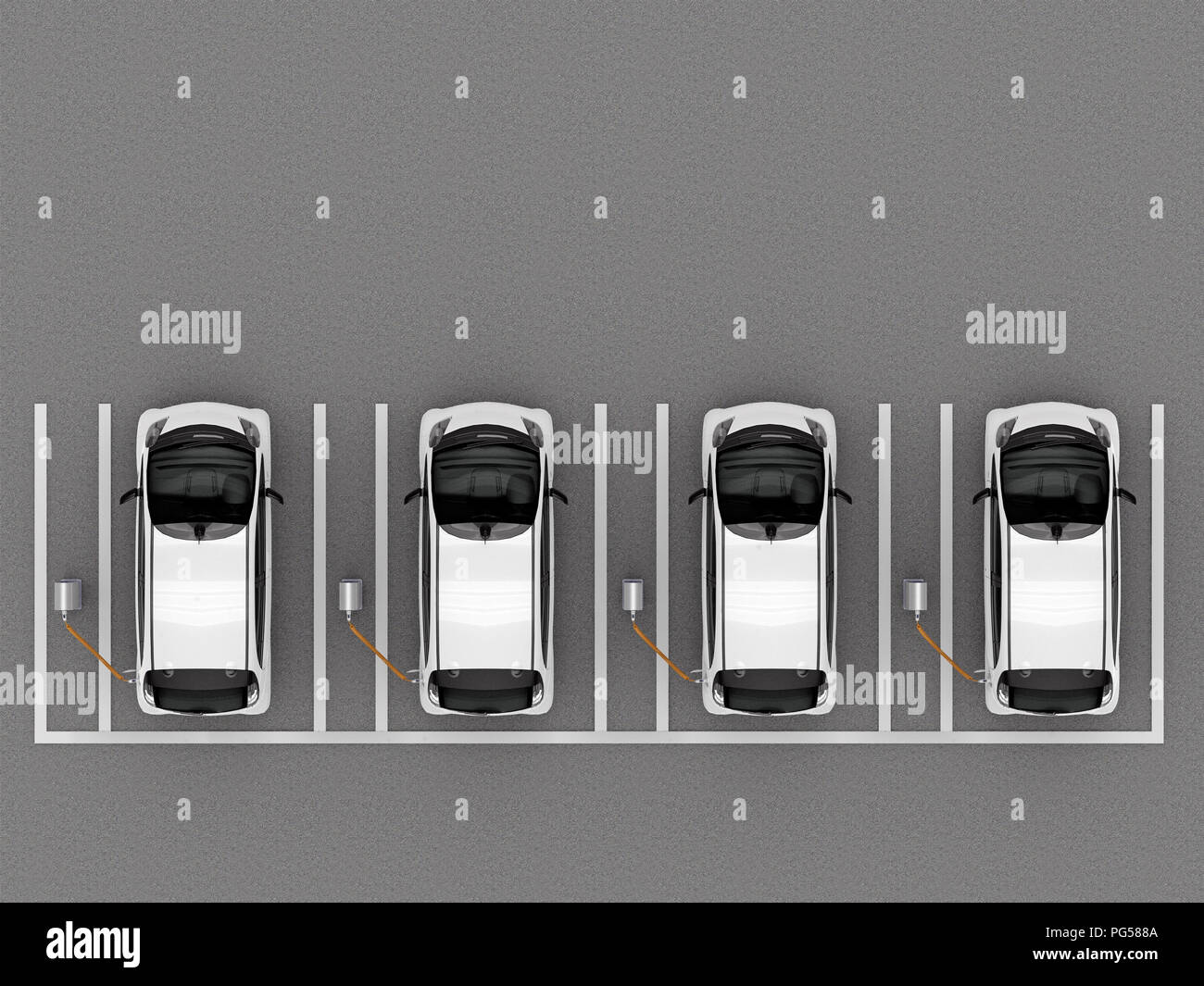 Elektroautos auf kostenlos Ansicht von Oben. 3D-Rendering Stockfoto