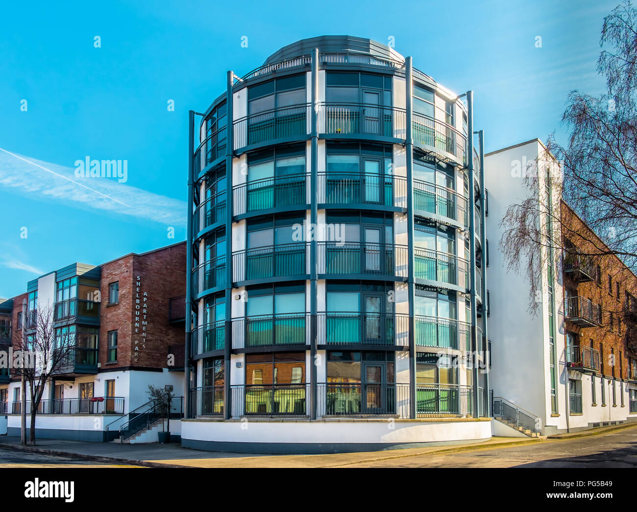 Dublin, Irland, März 2018, außerhalb der Shelbourne Park Apartments im Süden Lotts Bezirk Stockfoto