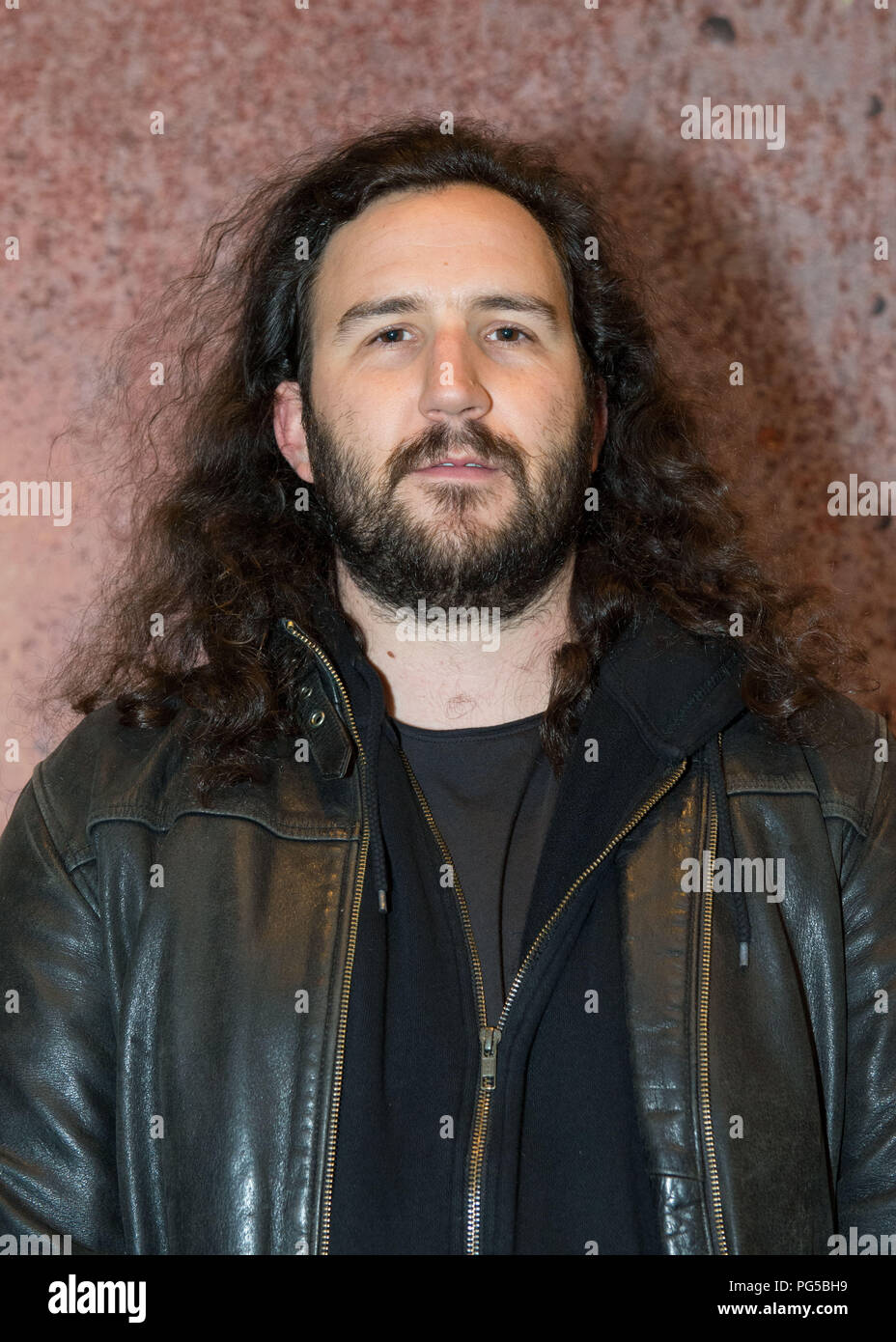 Rock's Band Riff Stage Manager Dan Perry, der Kai Sessions, BBC Schottland Glasgow, 16. Mai 2018 Stockfoto