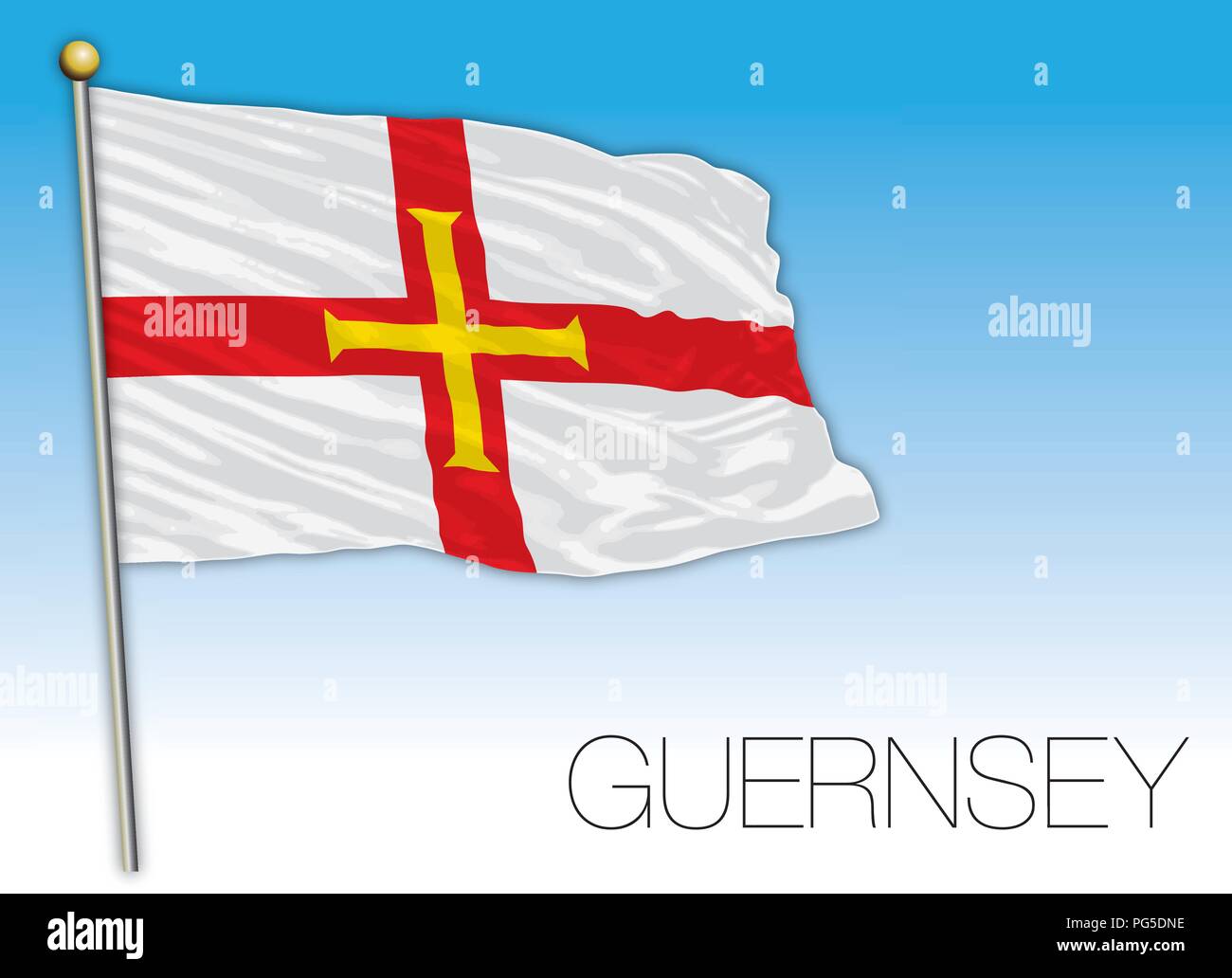 Guernsey Flagge, Vereinigtes Königreich, Vektor, Abbildung Stock Vektor