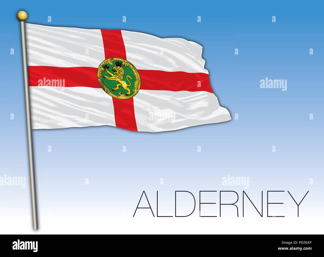 Alderney Flagge, Vereinigtes Königreich, Vektor, Abbildung Stock Vektor
