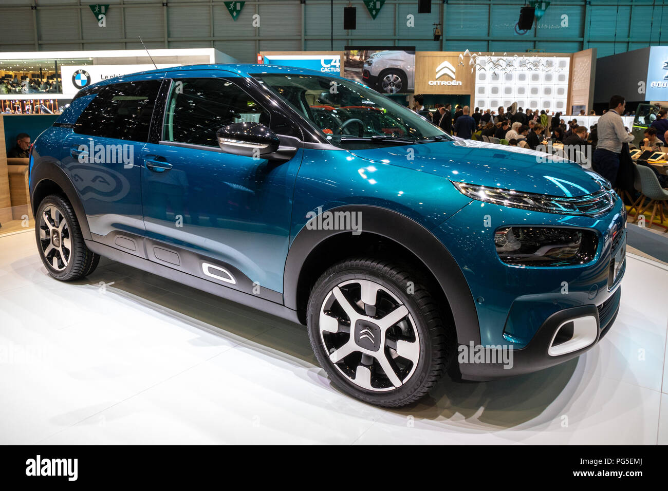 Genf, Schweiz - 6. MÄRZ 2018: Die neuen Citroen C4 Kaktus Auto auf dem 88. Internationalen Automobilsalon in Genf präsentiert. Stockfoto