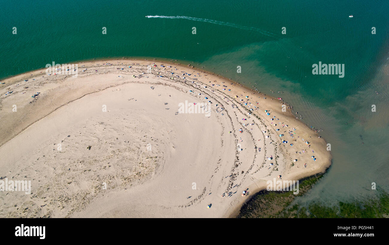 Luftaufnahme von Galon d'Or Strand, La Tremblade, Charente Maritime Stockfoto