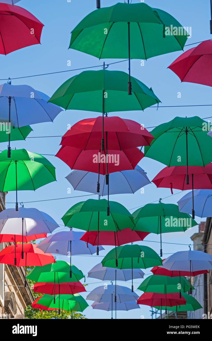 Festa Italia Dach Vordach Italienische brolly Festival Neue Straße Lancaster Lancashire, Großbritannien Stockfoto