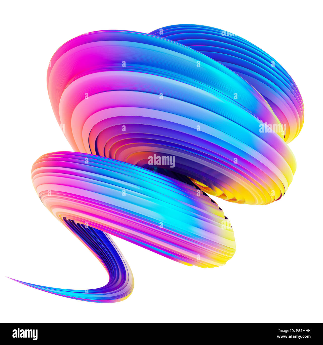 Holographische trendy abstrakte Welle spiralförmig verdrehten Form. Stockfoto