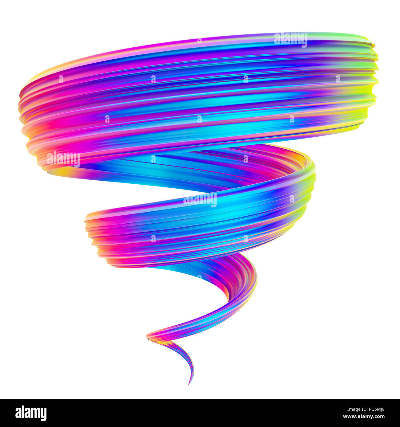 Holographische abstrakt spiralförmig verdrehten Pinselstrich. Stockfoto