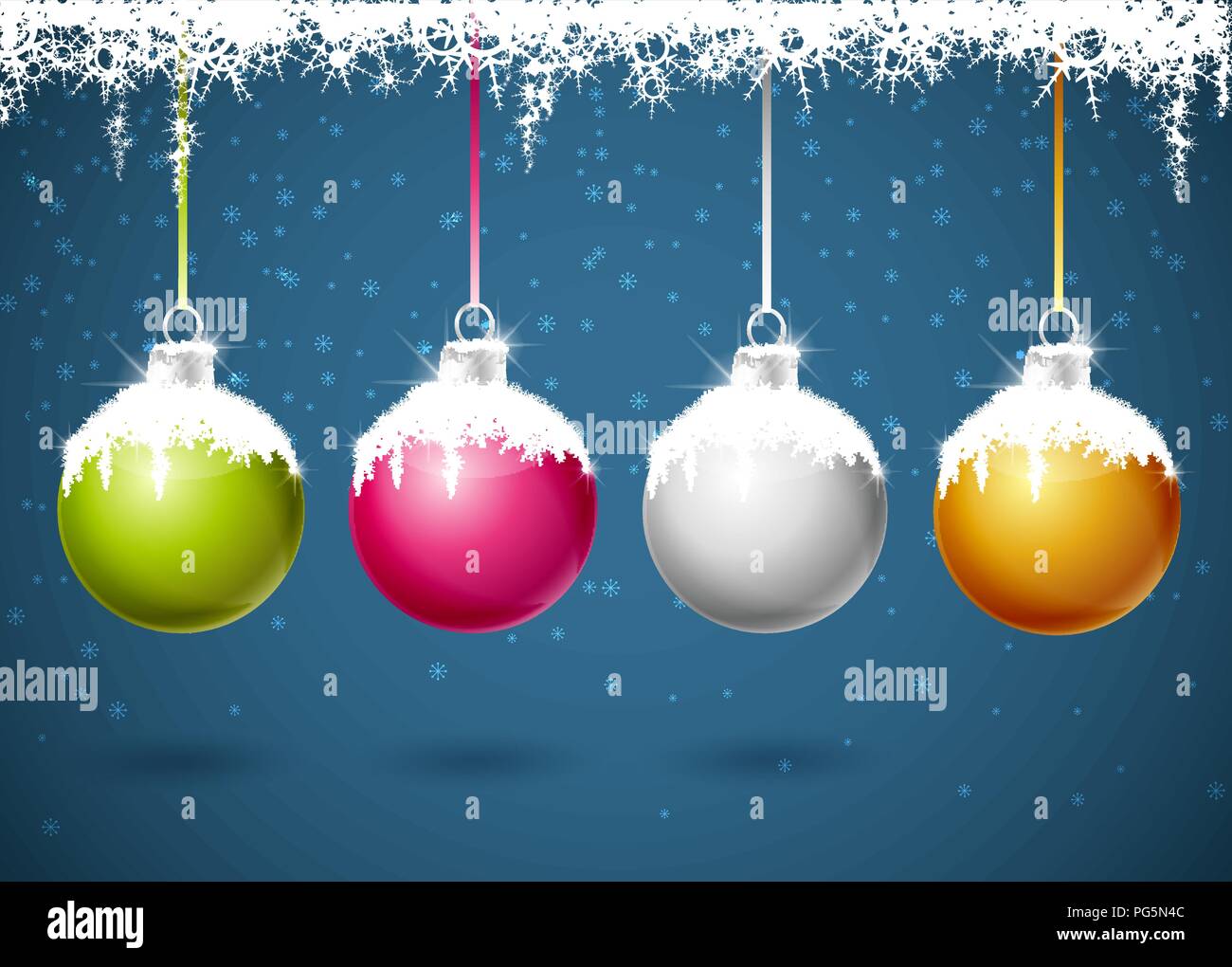Einstellen von verschiedenen farbigen Weihnachtskugeln Stock Vektor