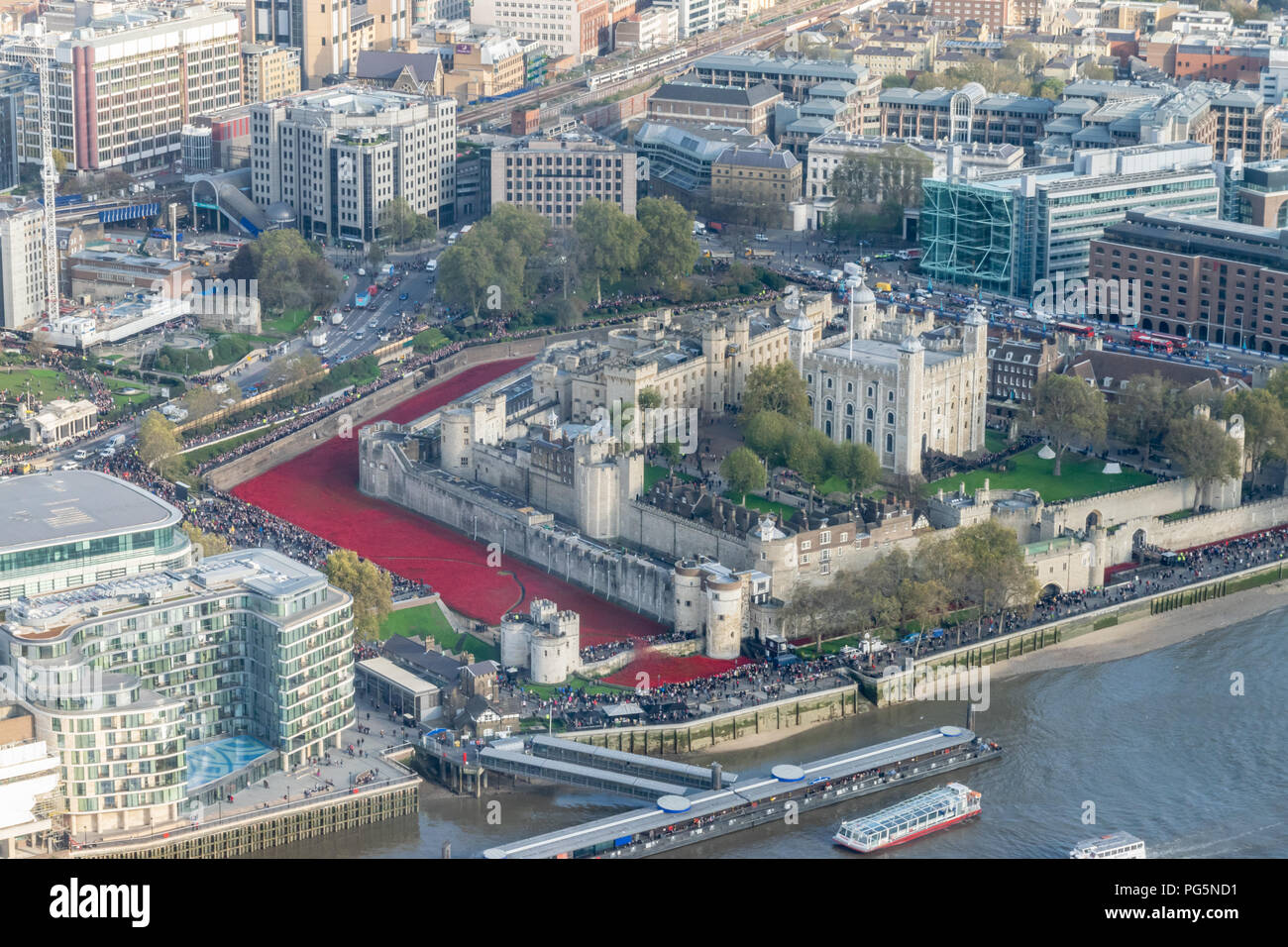 Blut fegte Länder und Meere von Rot, Tower von London Stockfoto