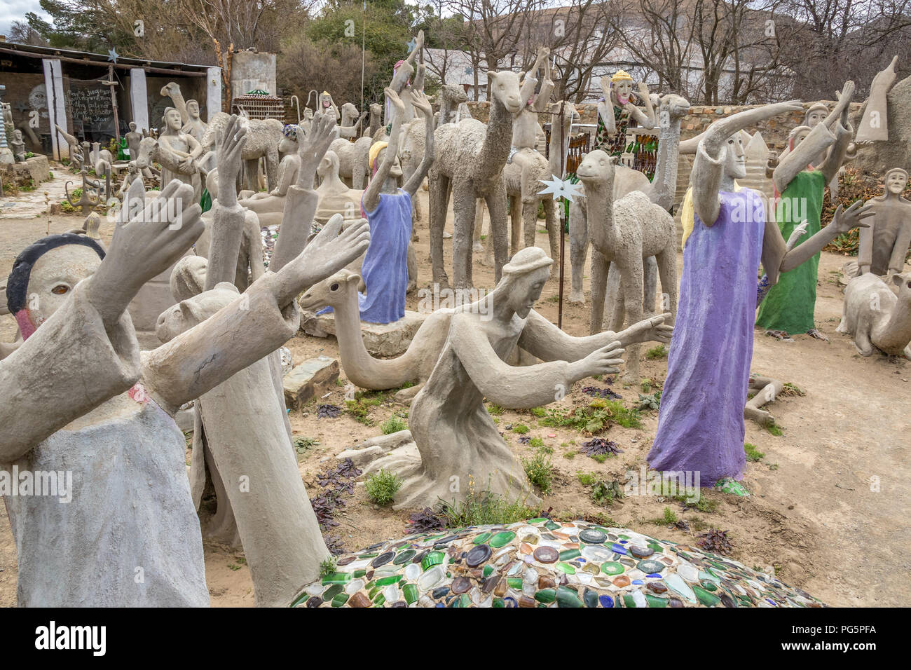 Nieu Bethesda, Südafrika - die Owl House Museum in die Stadt kam über, wenn der Eigentümer Helen Martins's House in ein Outsider Art venue gedreht Stockfoto