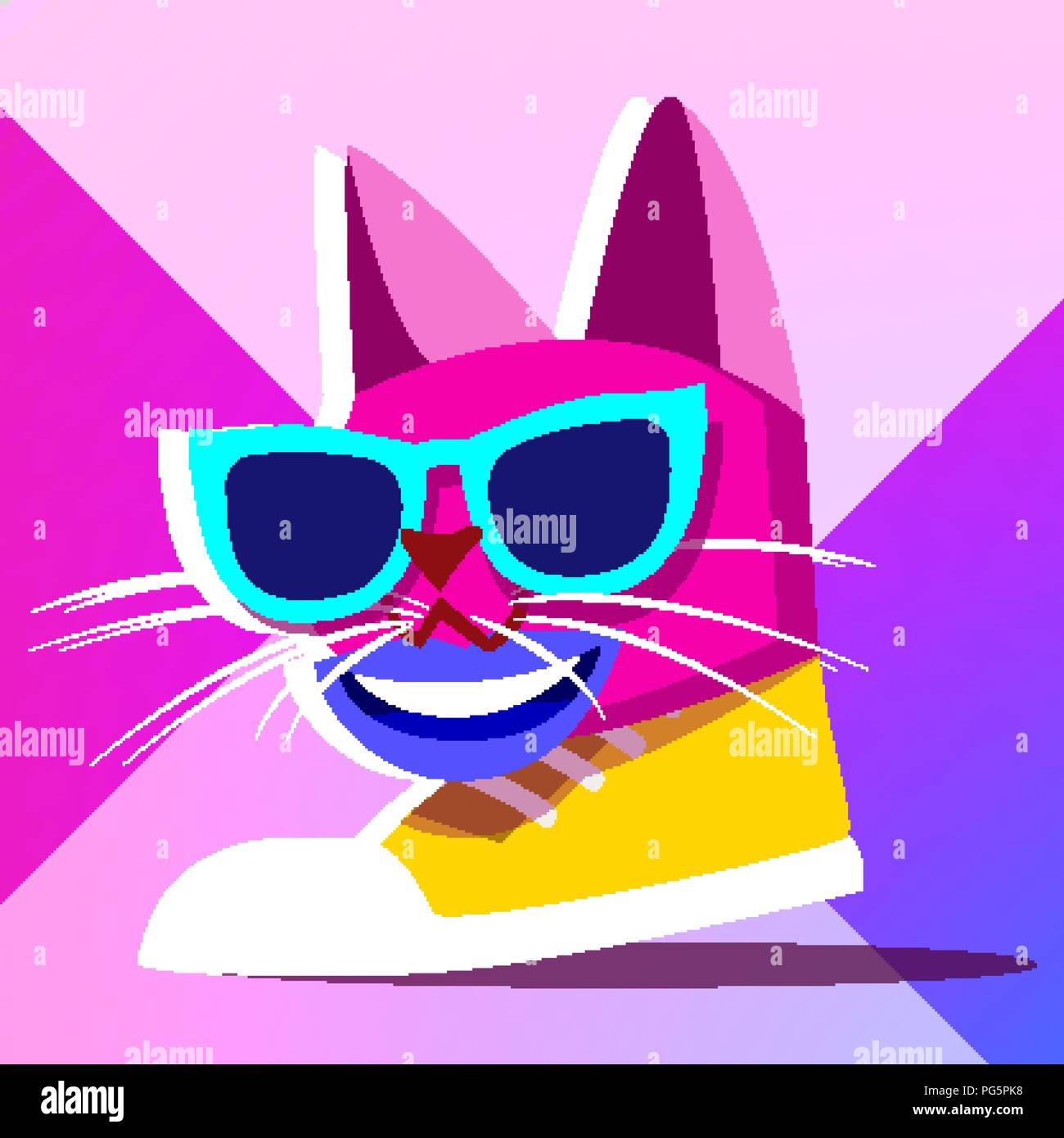 Minimale Surrealismus Vektor. Abstrakte Katze, Kitty. Kunst, Collage. Kreative surreal. Abbildung: Stock Vektor