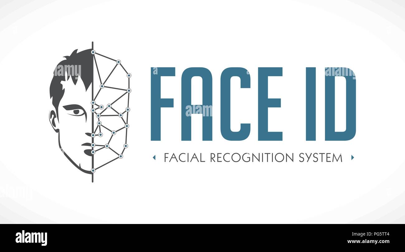 Gesichtserkennung - Gesicht wie ID-biometrischen Logo Stock Vektor