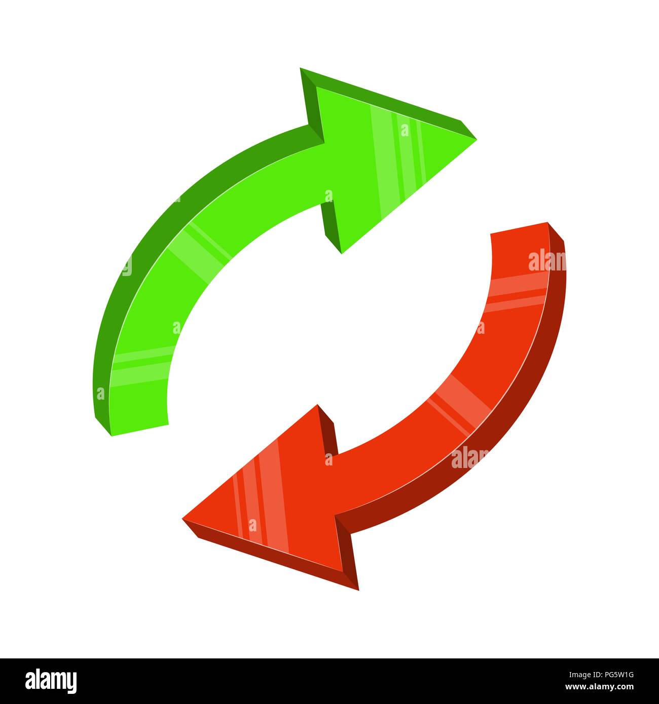 Grün roter Pfeil Zyklus vektor design auf weißem Hintergrund Stock Vektor
