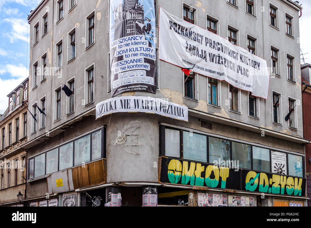 Ein anti kapitalistischen Hocke im Zentrum von Poznań (Posen), Polen Stockfoto