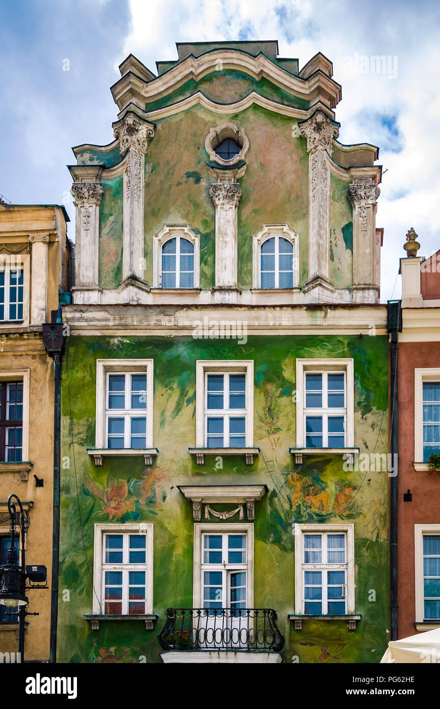 Eine gemalte altes Haus in der renaissance Altstadt in Poznań (Posen), Polen Stockfoto