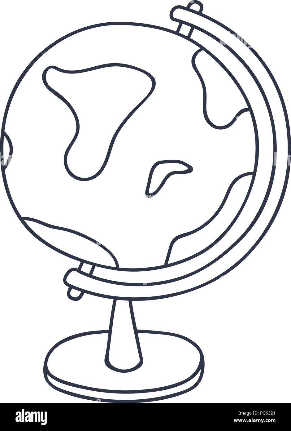 Globus Modell Der Erde Doodle Style Schwarz Und Weiss Abbildung Stock Vektorgrafik Alamy