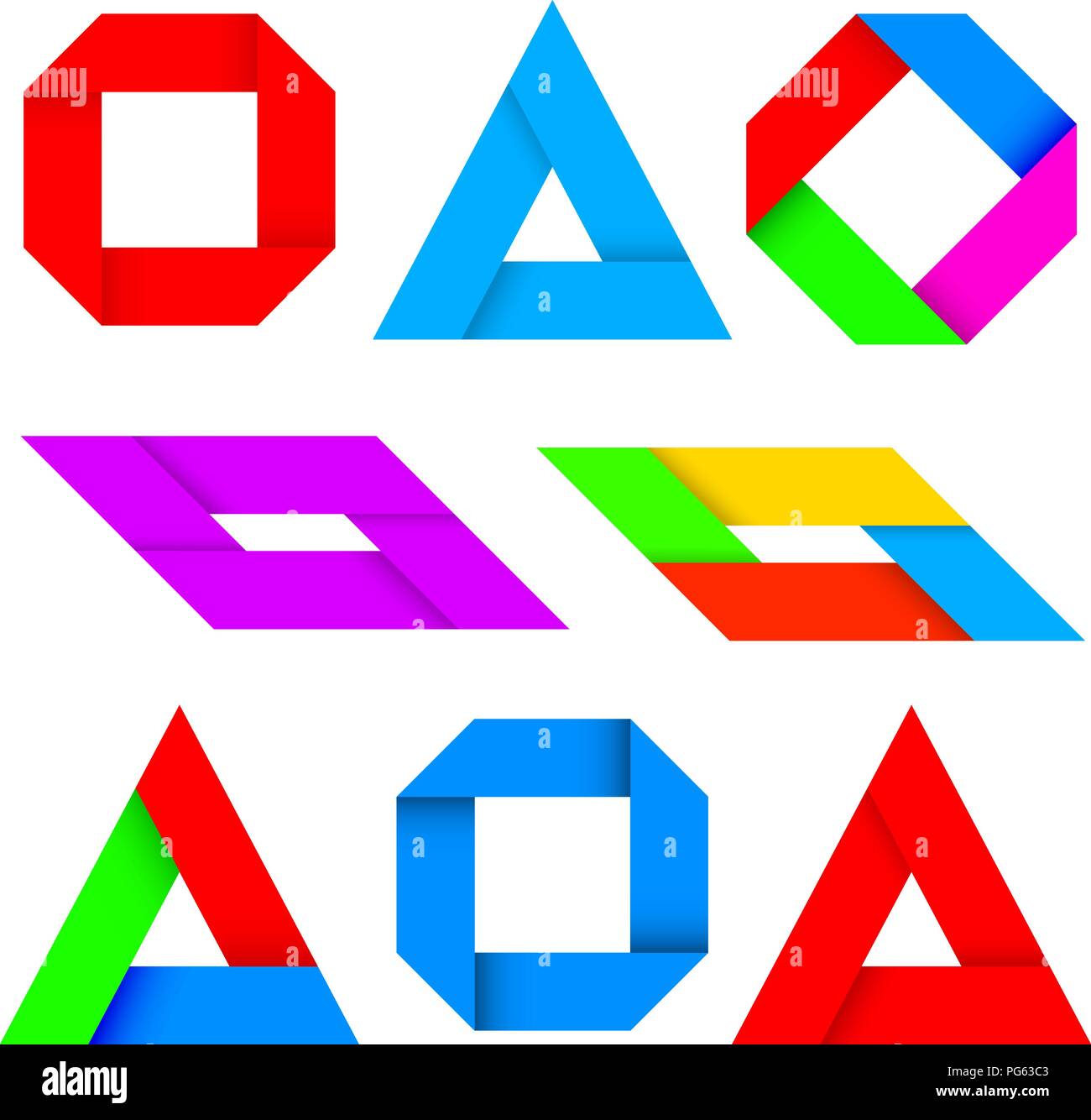 Papier Logo. Farbige gefaltet 3d Zeichen Stock Vektor