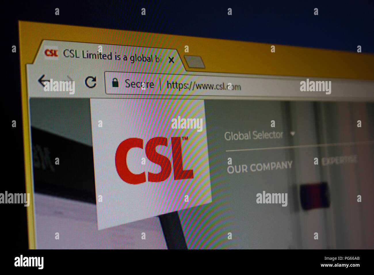 CSL Limited Website Homepage Stockfoto