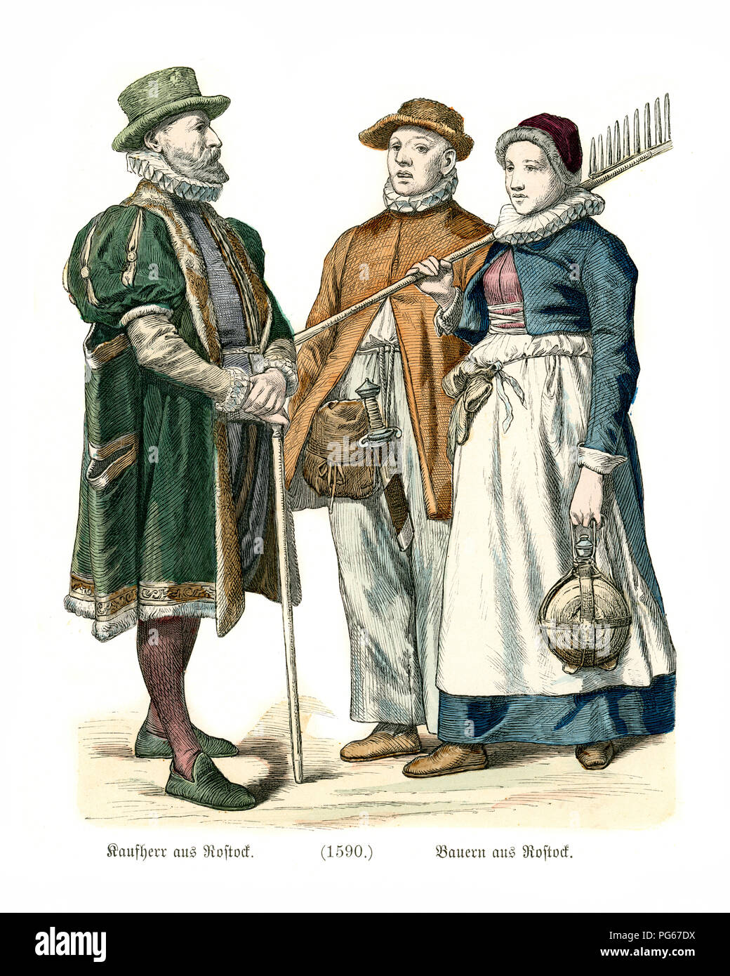 Mode des späten 16. Jahrhundert in Deutschland. Männer und Frauen aus  Rostock, Mecklenburg-Vorpommern, Deutschland Stockfotografie - Alamy