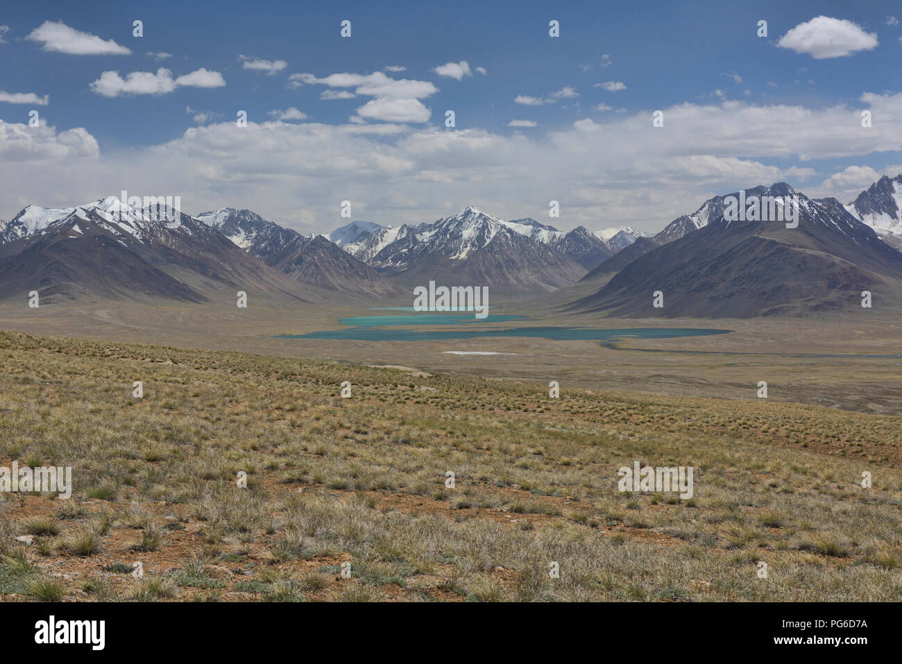 Der Blick in die Großen Pamir Palette von Afghanistan aus Zorkul See, Tadschikistan Stockfoto