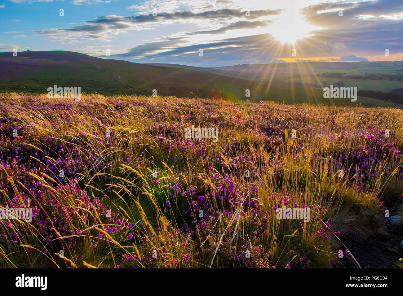 Sonnenuntergang auf Dunkery Beacon Stockfoto