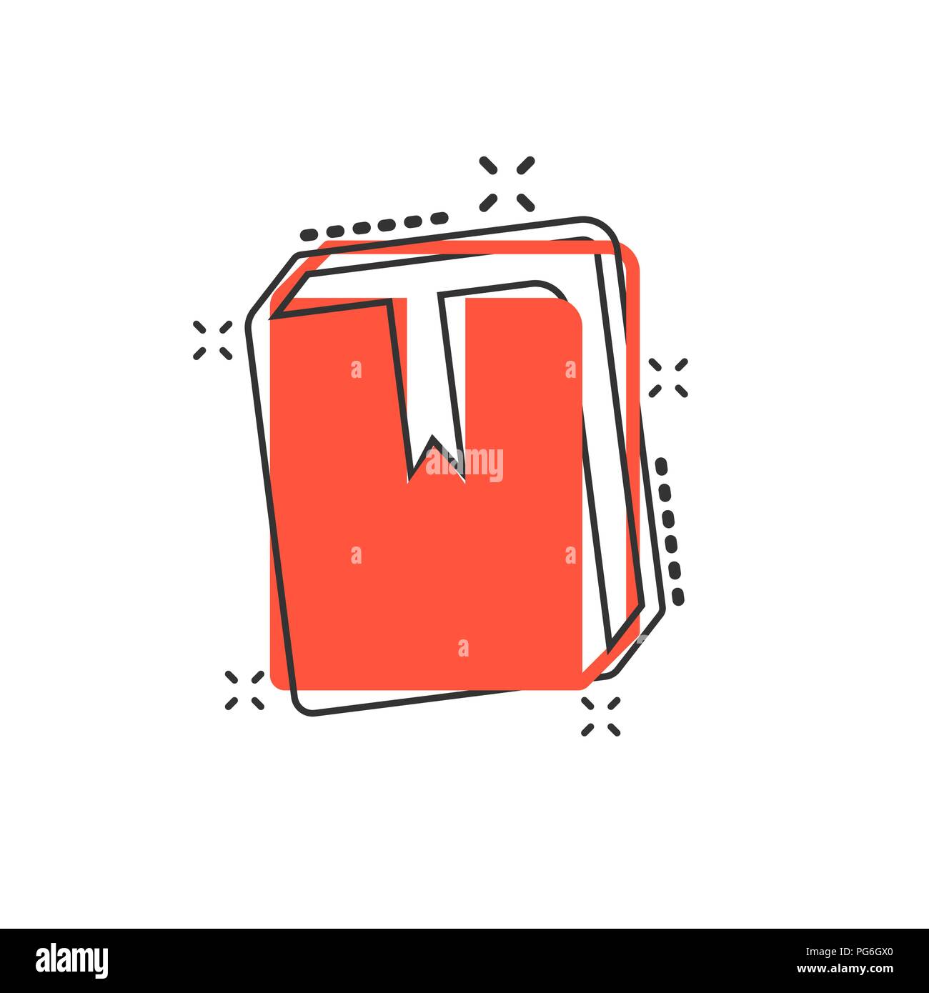 Vektor cartoon Buch Bibliothek Symbol im Comic-stil. Bildung Konzeption Illustration Piktogramm. Buch business splash Wirkung Konzept. Stock Vektor