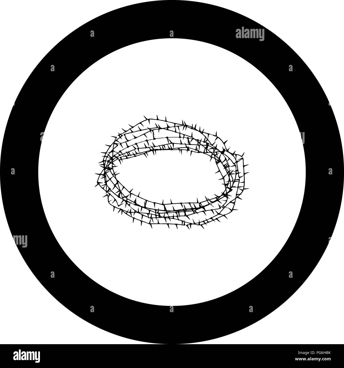 Thorn Kranz oder Stacheldraht Symbol Farbe Schwarz im runden Kreis Vektor I Stock Vektor