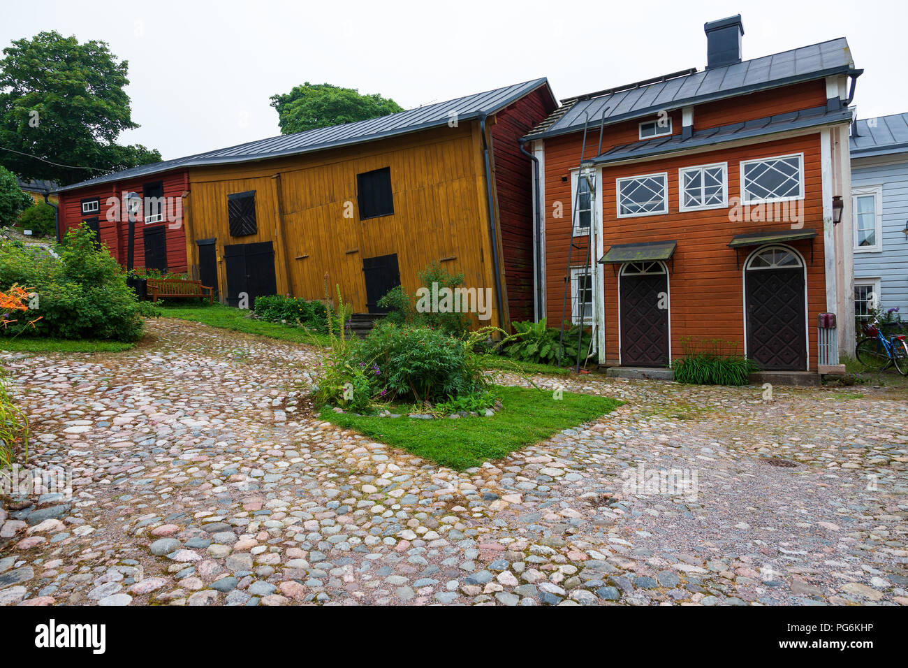Ein altes Bauernhaus in Porvoo, Finnland, Skandinavien. Stockfoto