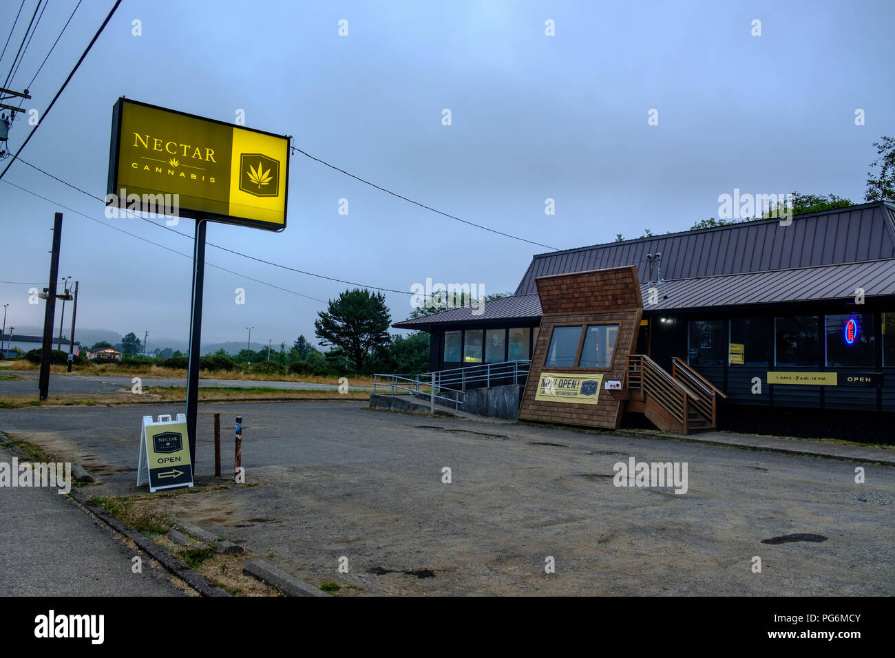 Zeichen für Nektar Cannabis, Tillamook, Oregon, USA Stockfoto